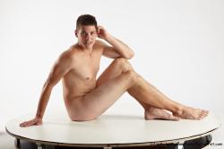 Nude Man White Sitting poses - simple Average Short Brown Sitting poses - ALL Realistic